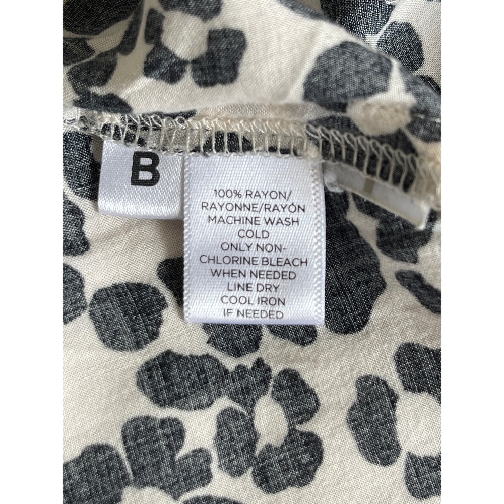 LOFT Womens Black White Floral Leopard Print Rayon Button Up Blouse Size M - Picture 6 of 14
